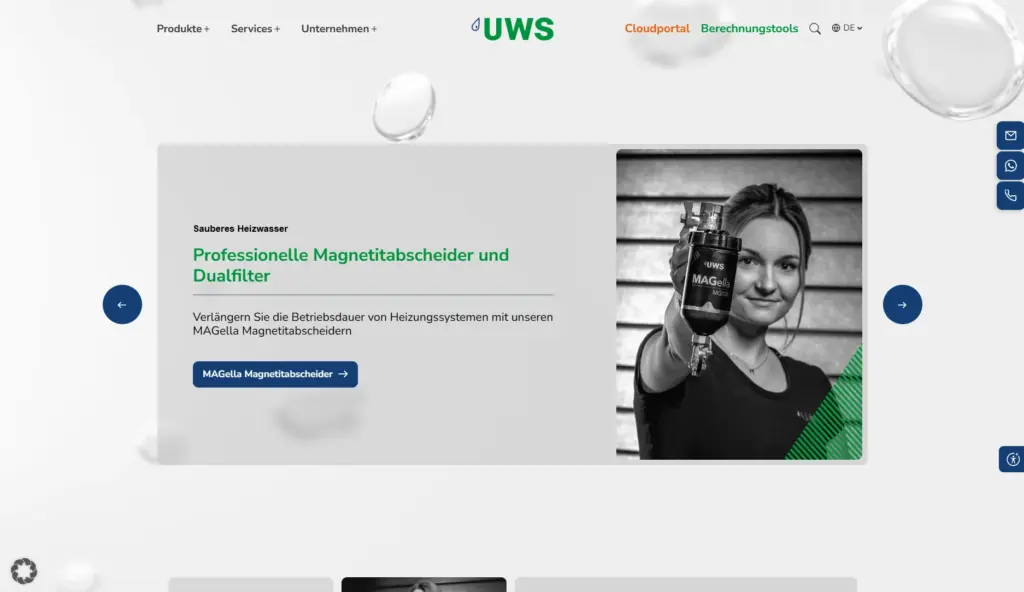 Neue Webseite der UWS Technologie GmbH