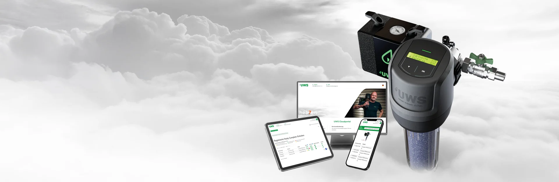 Heaty Complete PROfessional - World first: IoT replenishment unit! - The IoT make-up unit from UWS demonstrates its uniqueness with proactive alerts, eSIM connection, leakage protection and digital water meter.